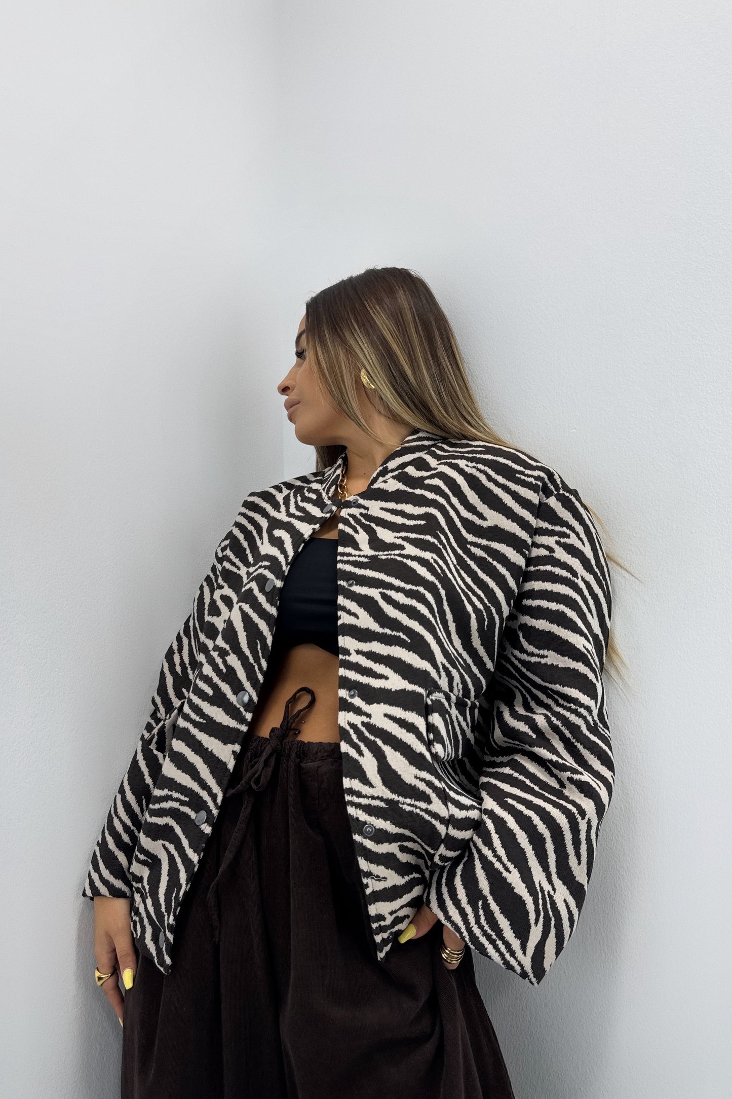 CHAQUETA ZEBRA MARRÓN