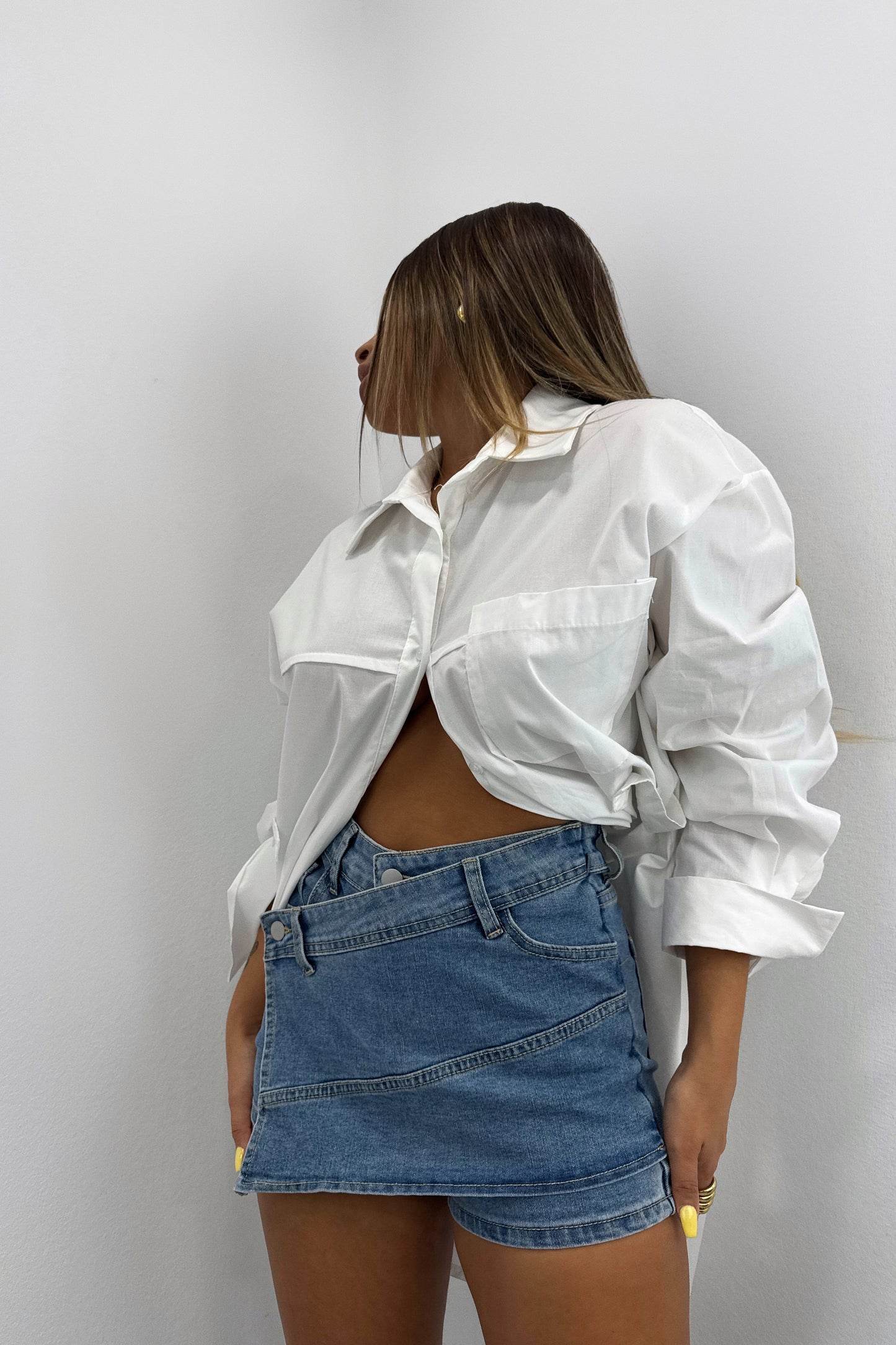 FALDA PANTALÓN DENIM ASIMETRÍCO