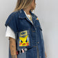 CHALECO DENIM ESTAMPADO