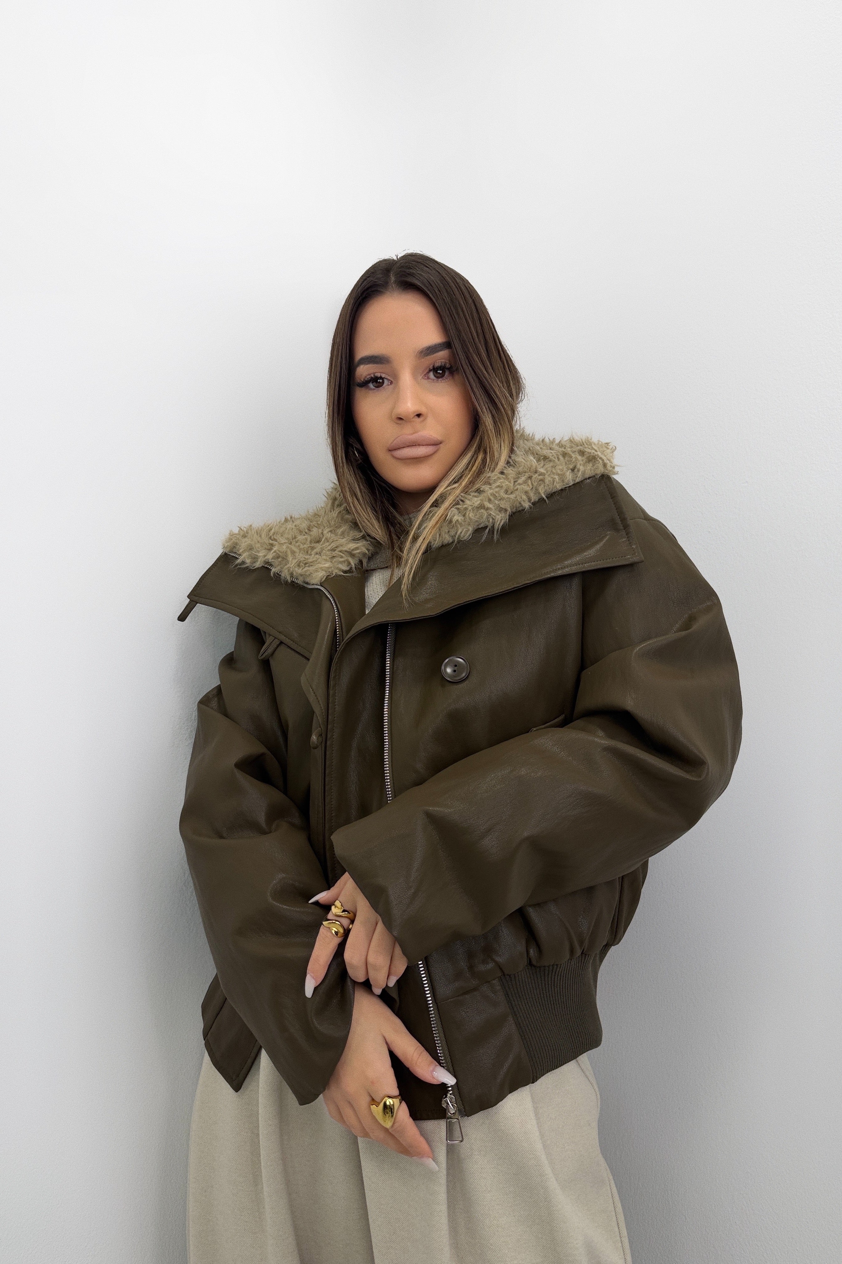 CHAQUETA BOMB POLIPIEL CON PEL