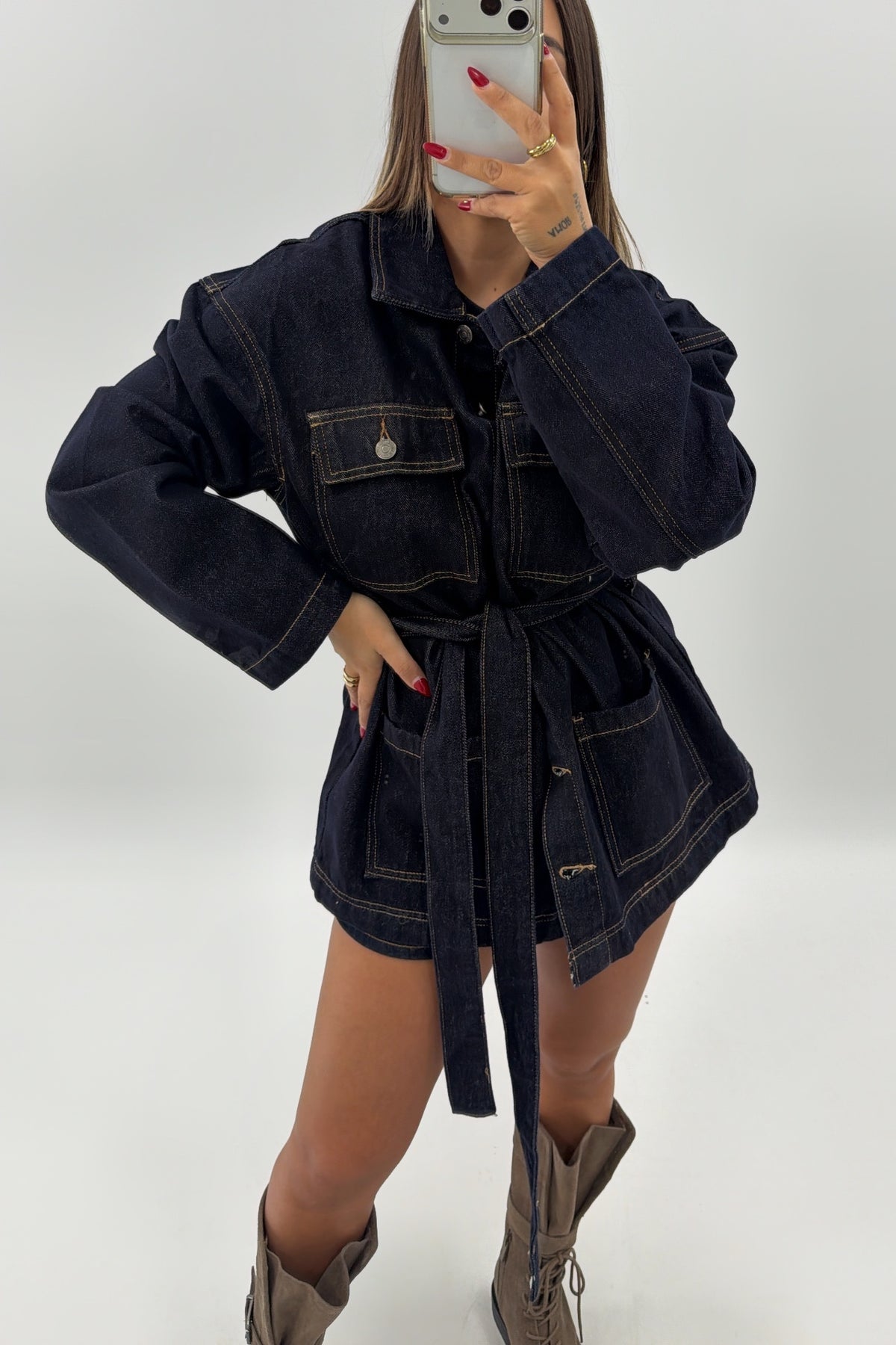CHAQUETA CINTURÓN DENIM OSC