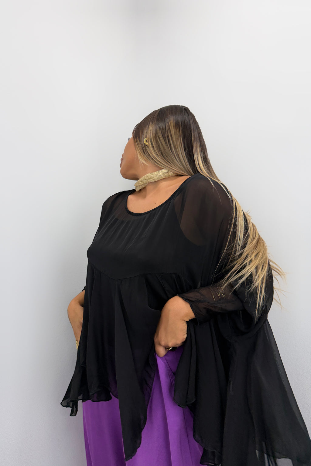 BLUSA CON FORRO TRANSE