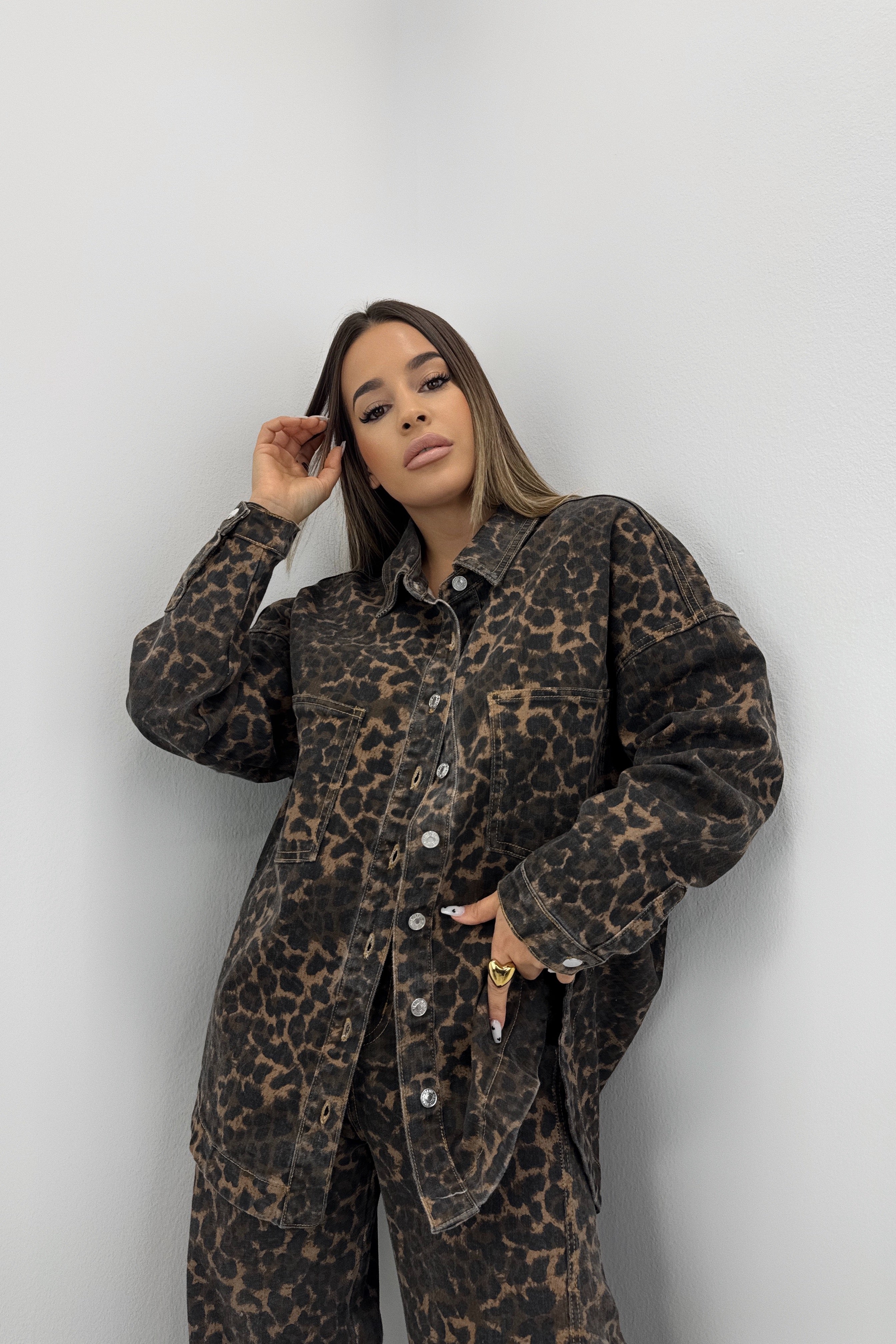 CAMISA DENIM LEOPARD
