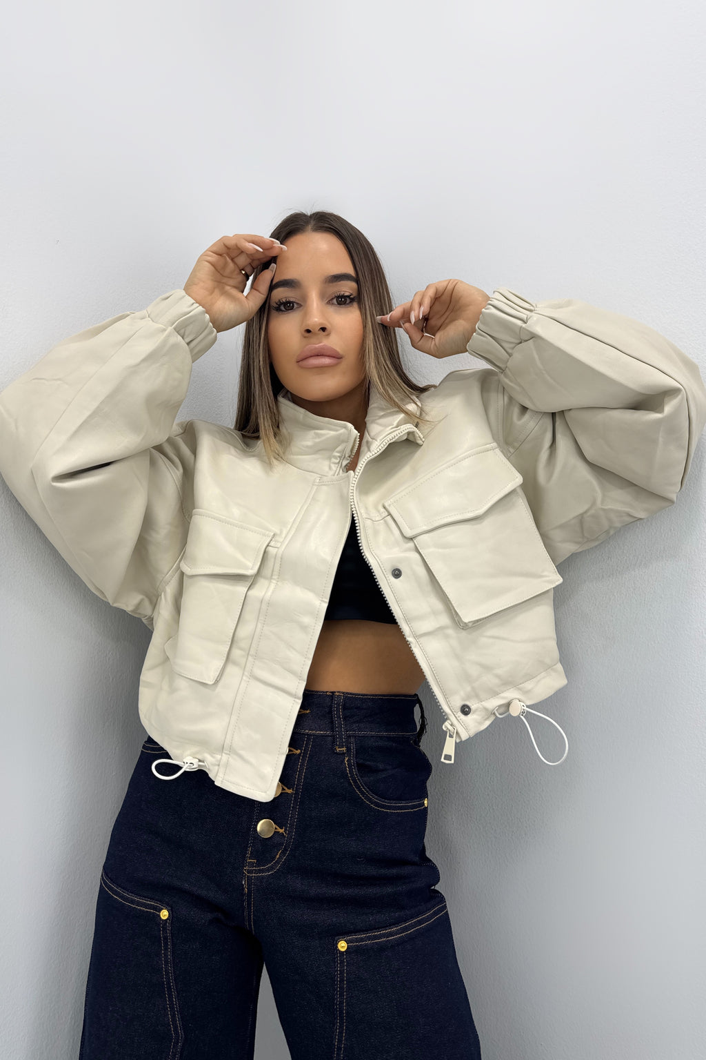 CHAQUETA CROPPED POLIPIEL