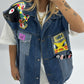 CHALECO DENIM ESTAMPADO