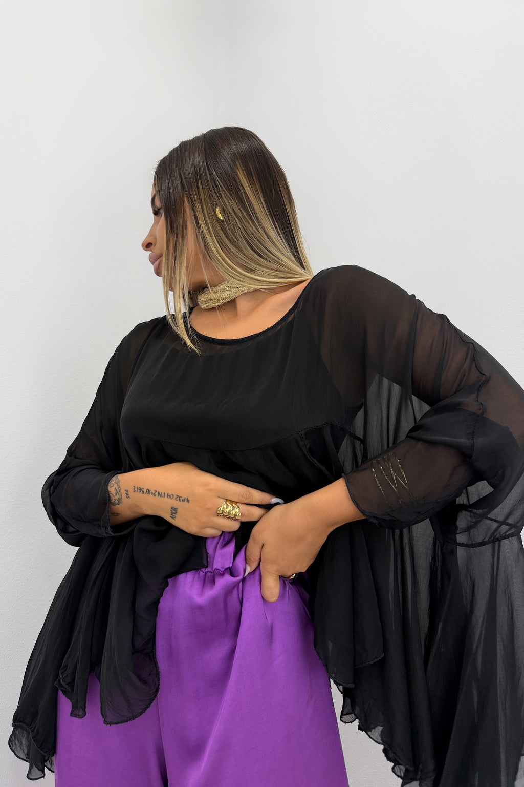 BLUSA CON FORRO TRANSE