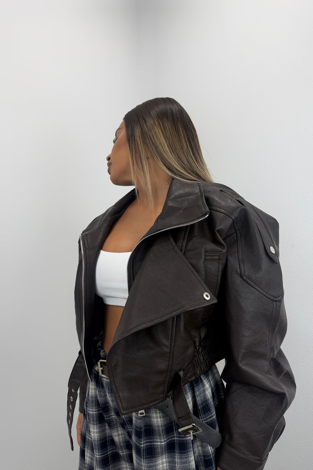 CHAQUETA POLIPIEL MARRÓN
