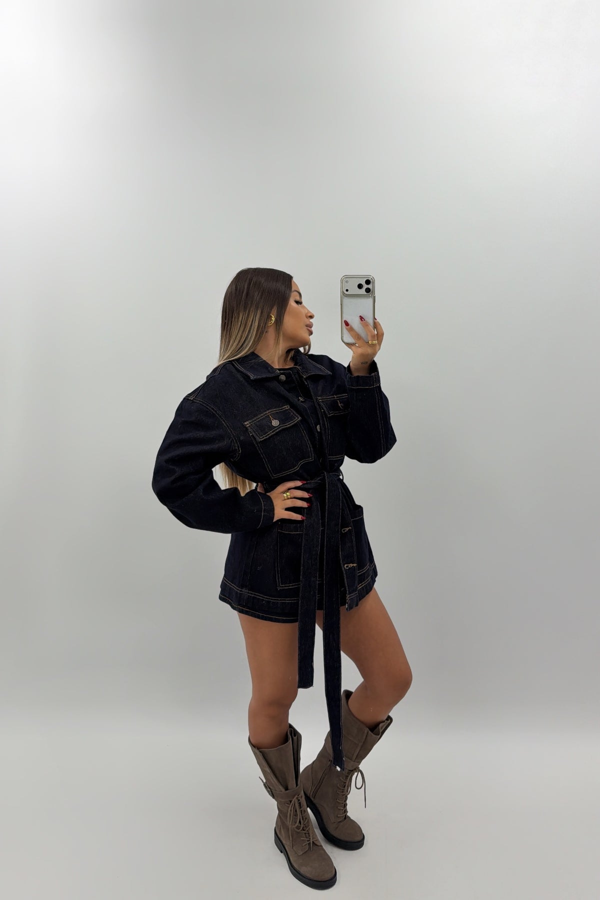 CHAQUETA CINTURÓN DENIM OSC