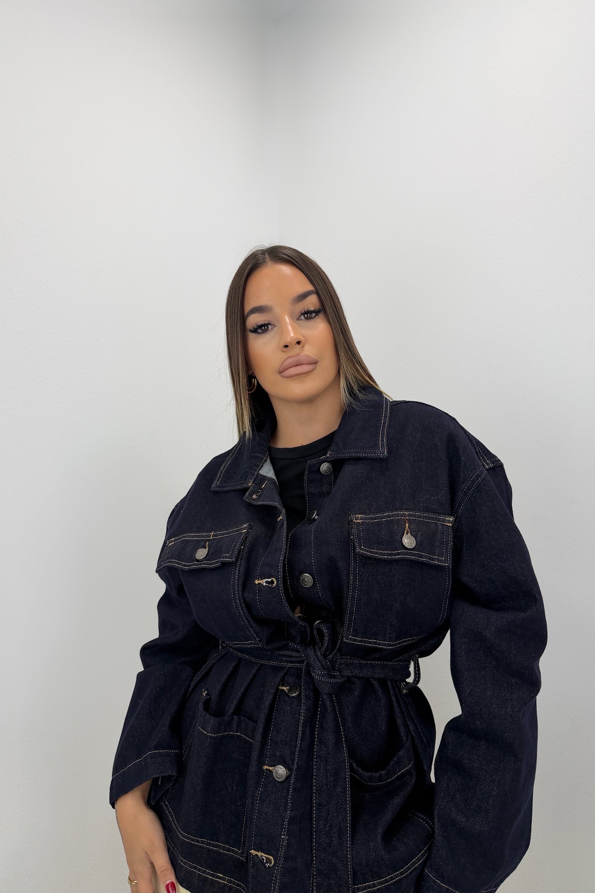 CHAQUETA CINTURÓN DENIM OSC