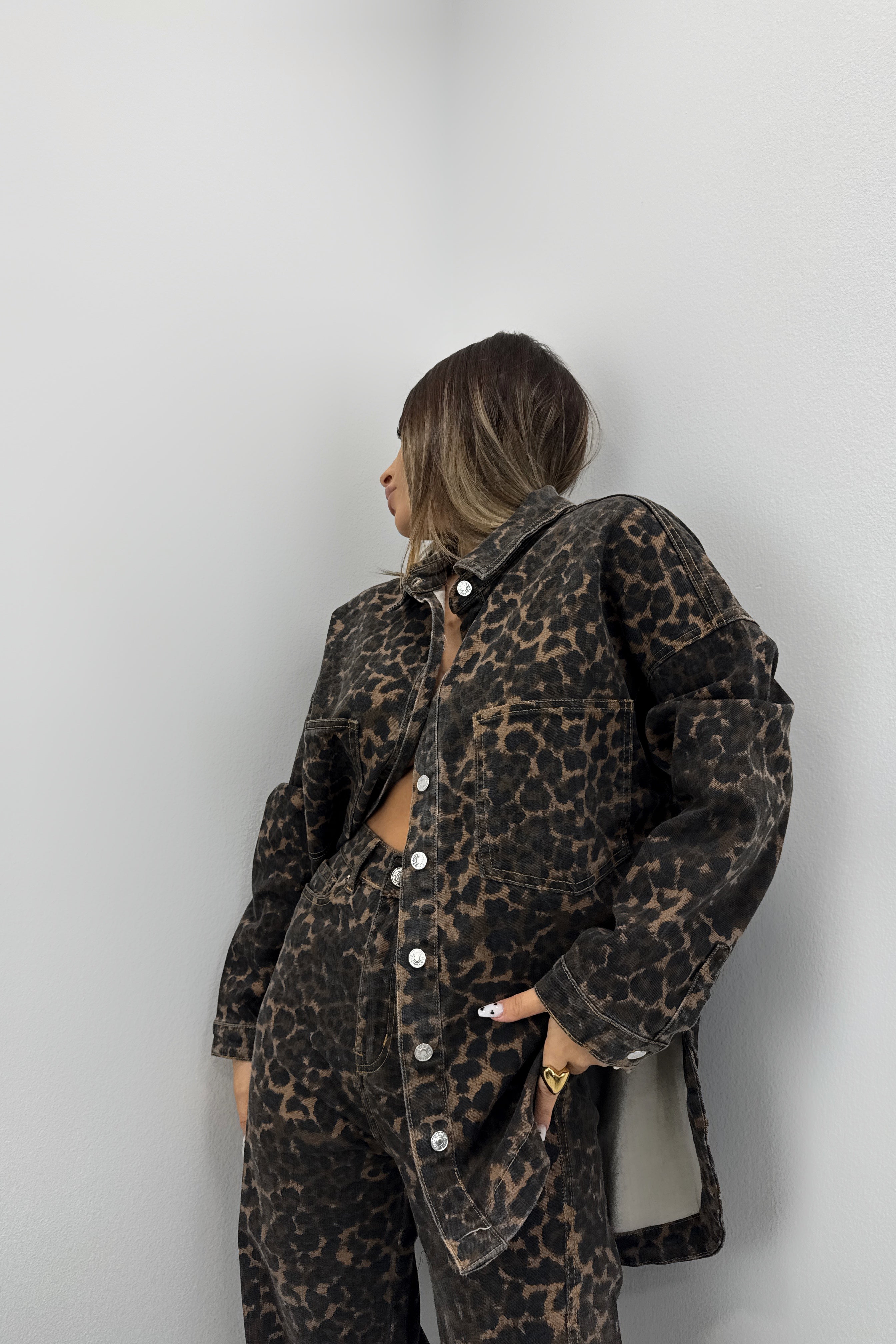 CAMISA DENIM LEOPARD