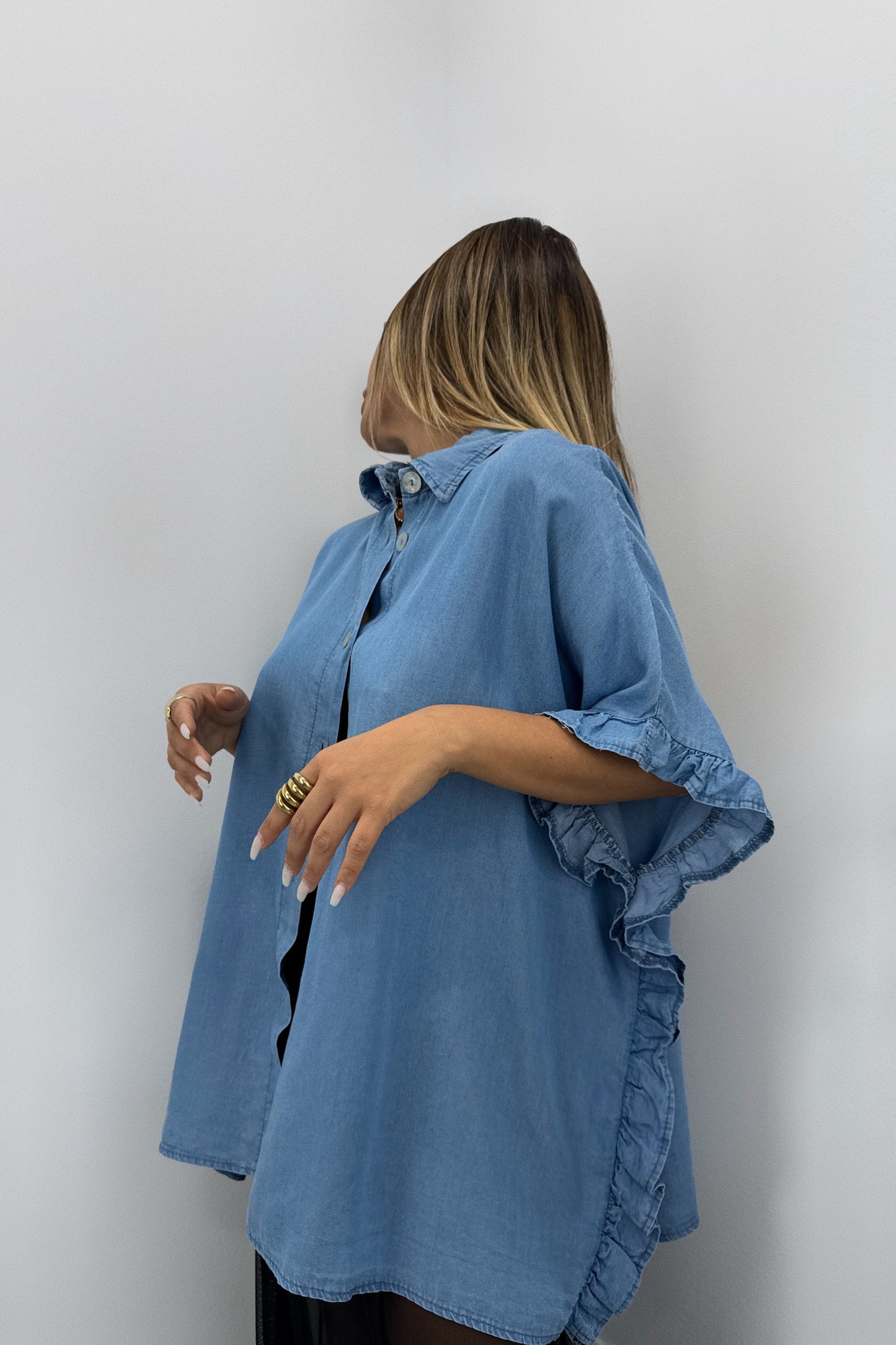 CAMISA VOLANT DENIM