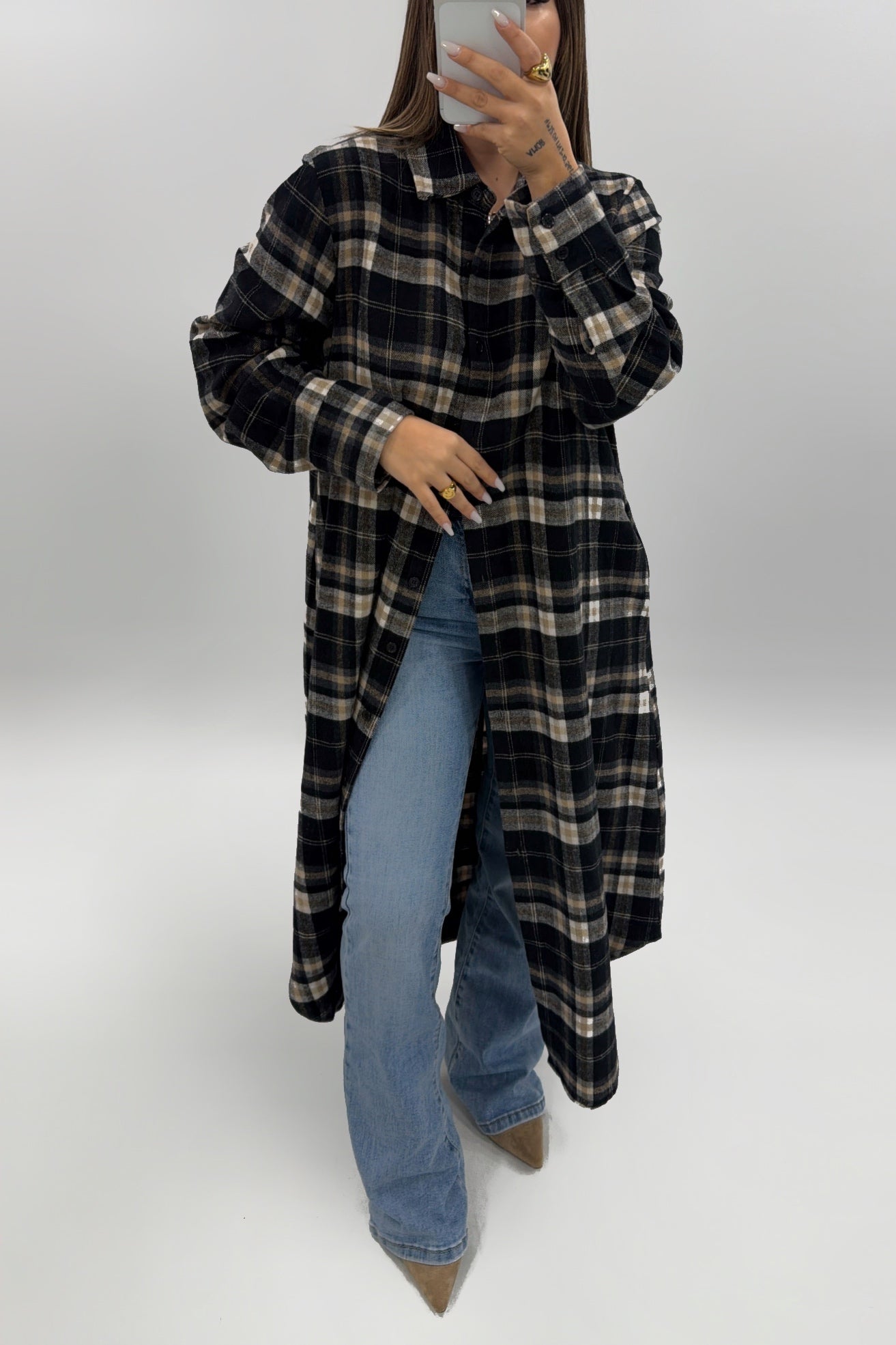 CAMISA VESTIDO LARG CUADROS PREVENTA