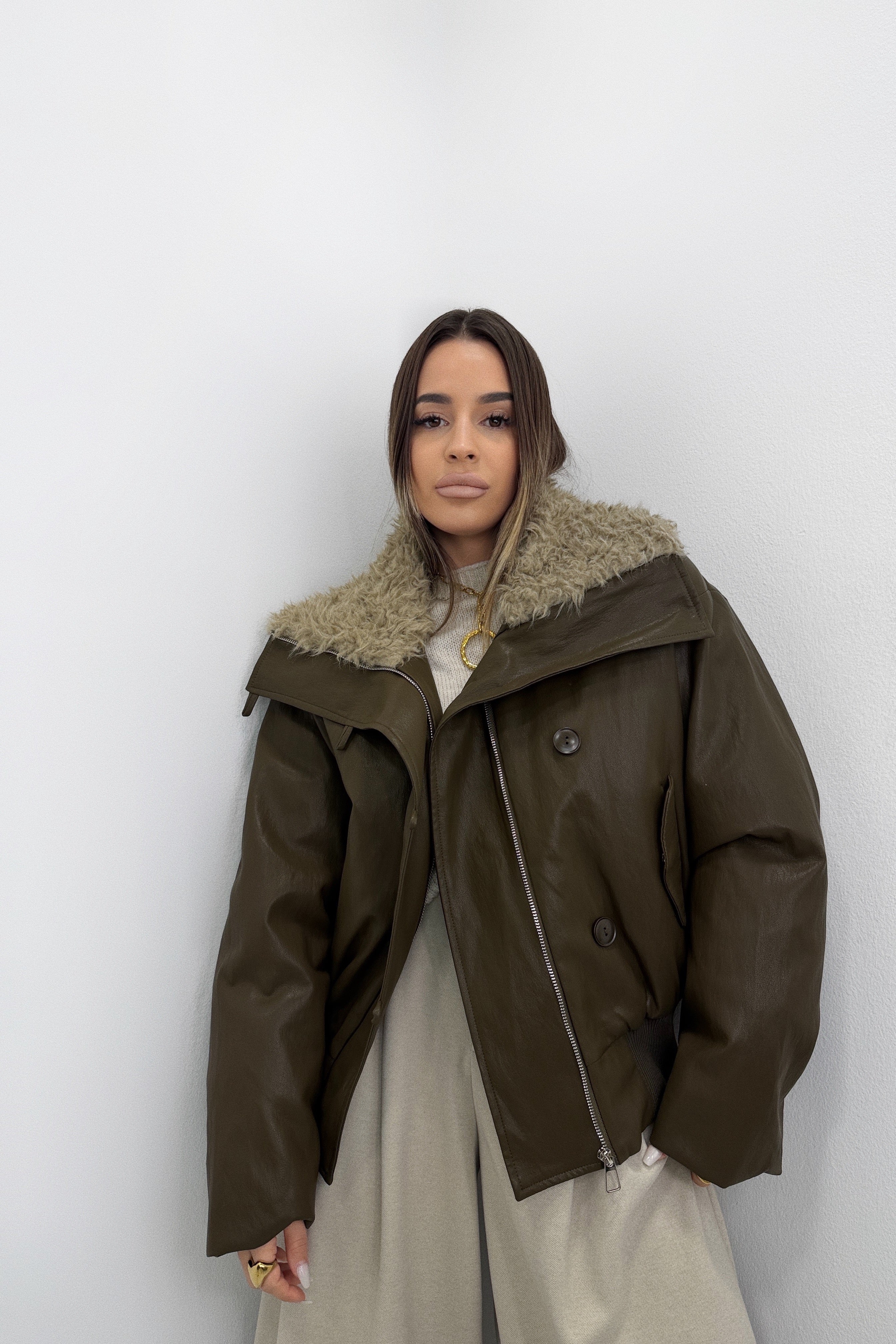 CHAQUETA BOMB POLIPIEL CON PEL