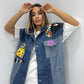 CHALECO DENIM ESTAMPADO
