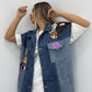 CHALECO DENIM ESTAMPADO