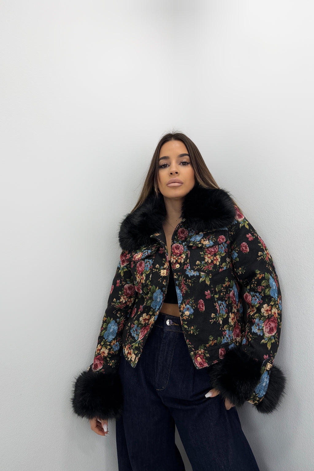 CHAQUETA ESTAMPAD CON PELO