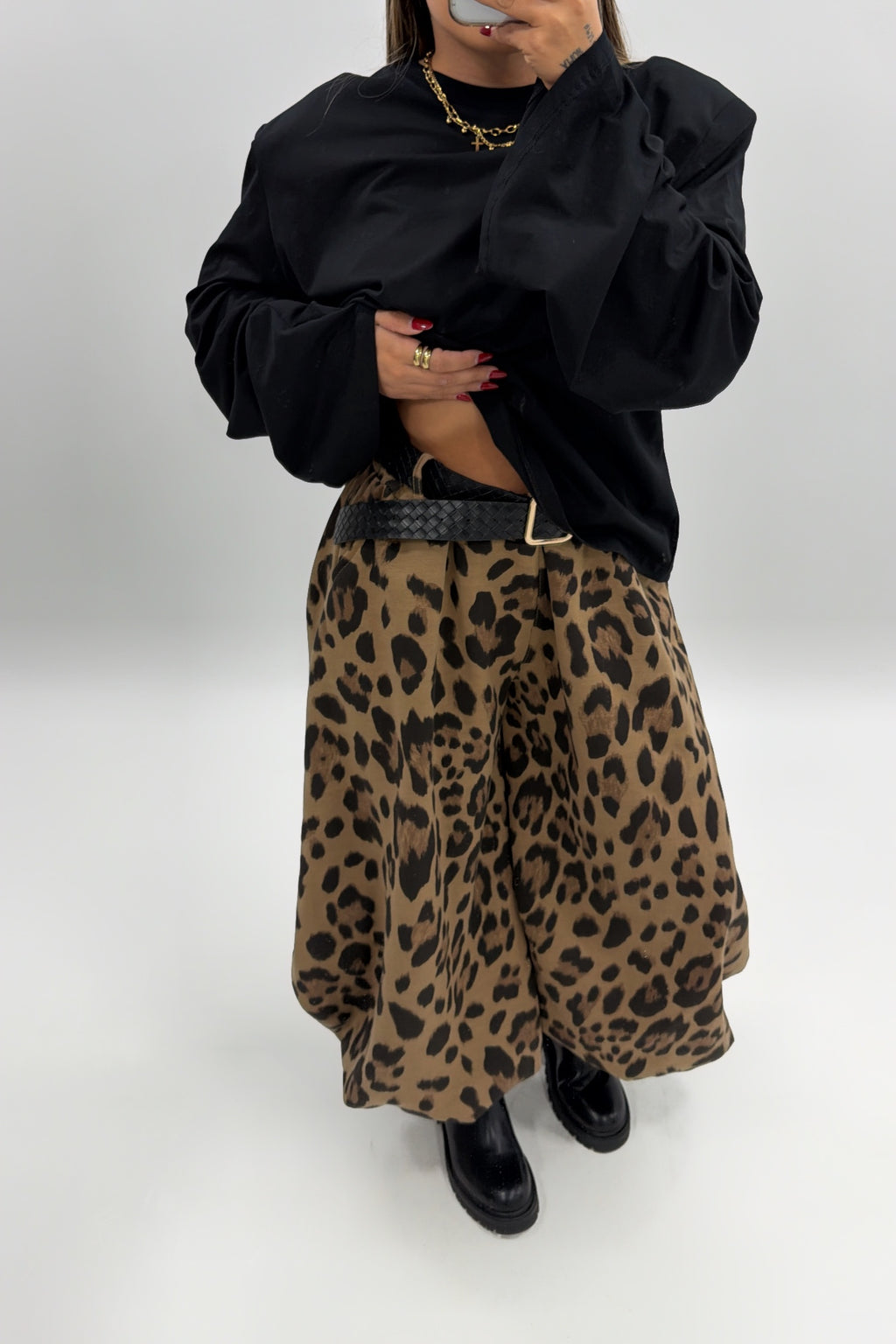 PANTALÓN BOMBACH LEOPARDO CON CINTURÓN
