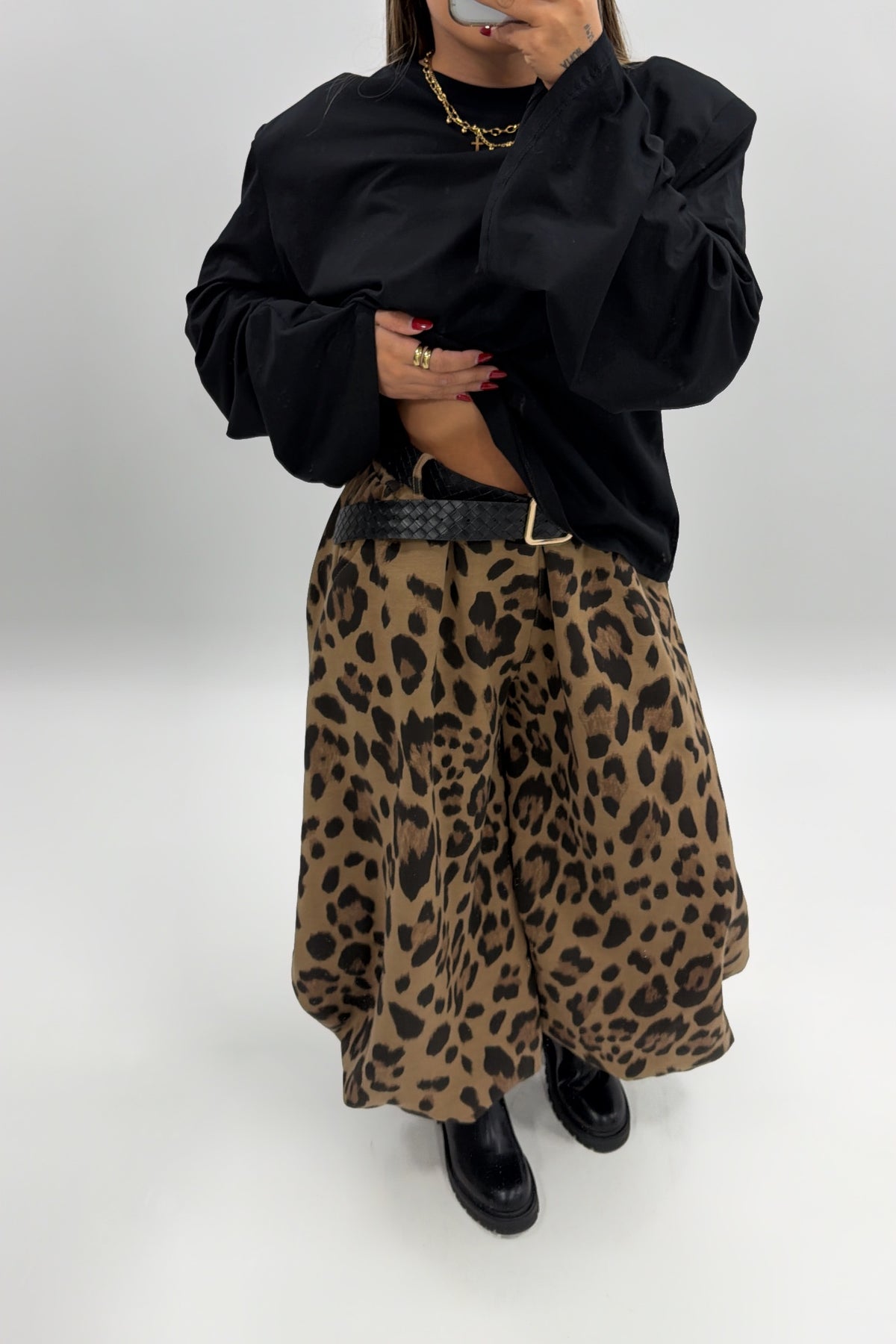 PANTALÓN BOMBACH LEOPARDO CON CINTURÓN