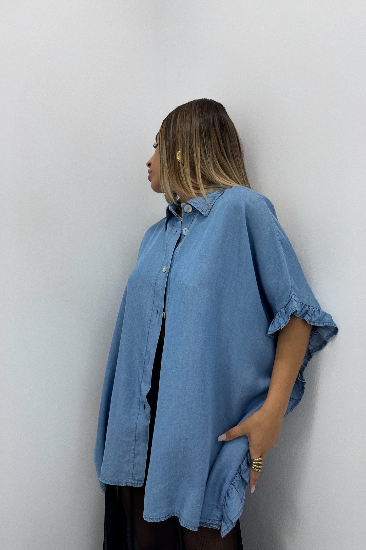 CAMISA VOLANT DENIM