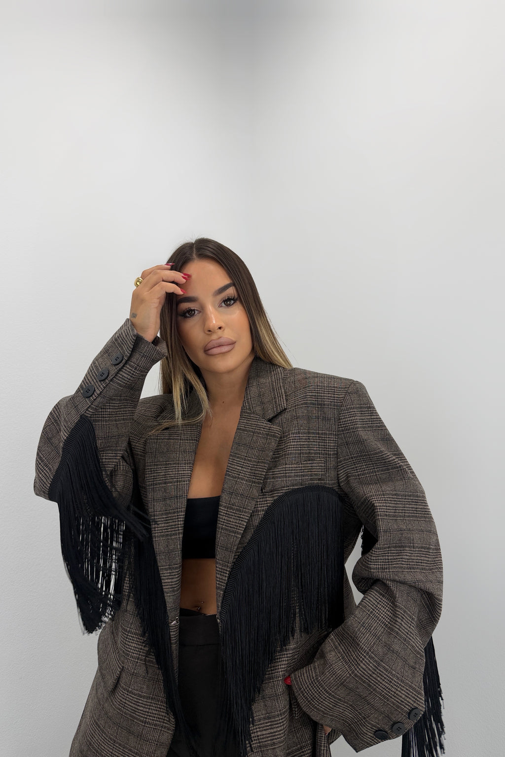 BLAZER CUADROS FLECOS LUMINA