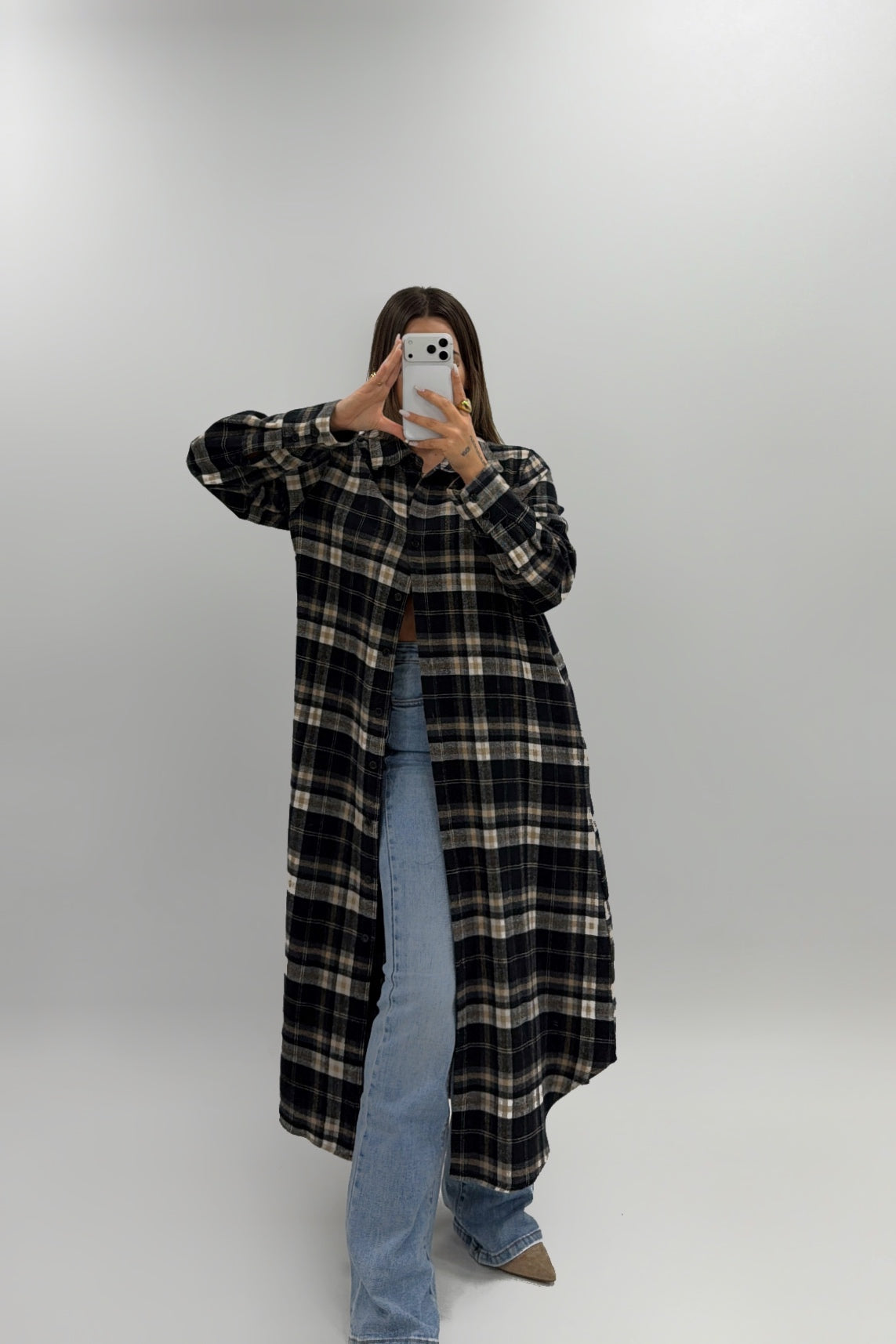 CAMISA VESTIDO LARG CUADROS PREVENTA