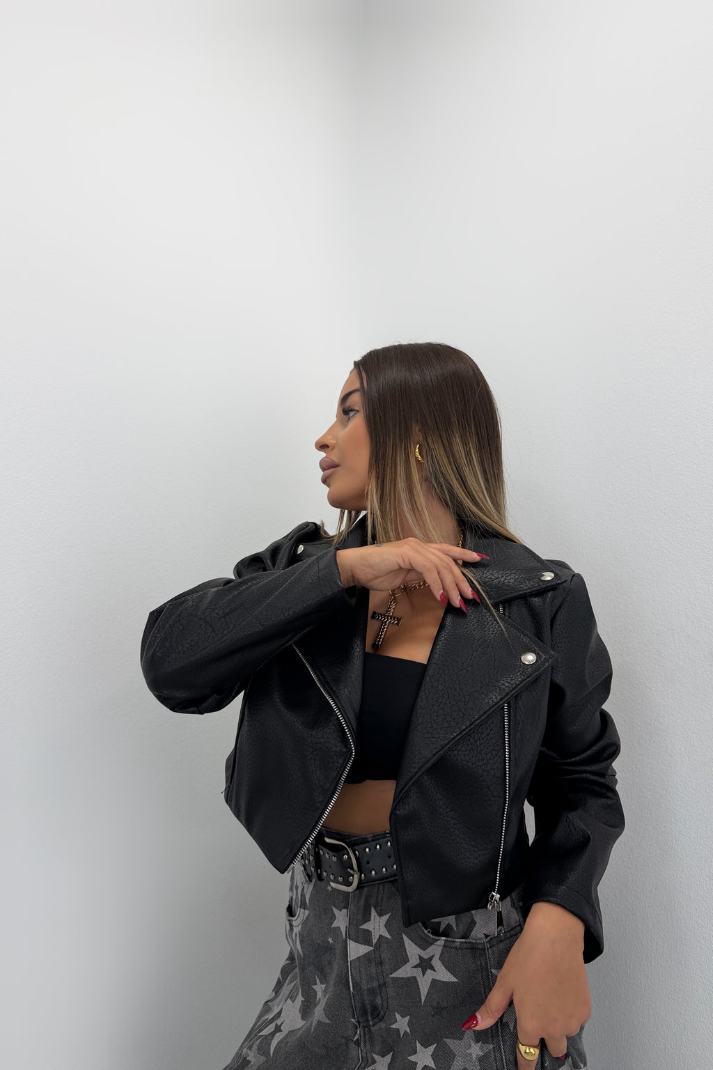 CHAQUETA BIKER CROPPED