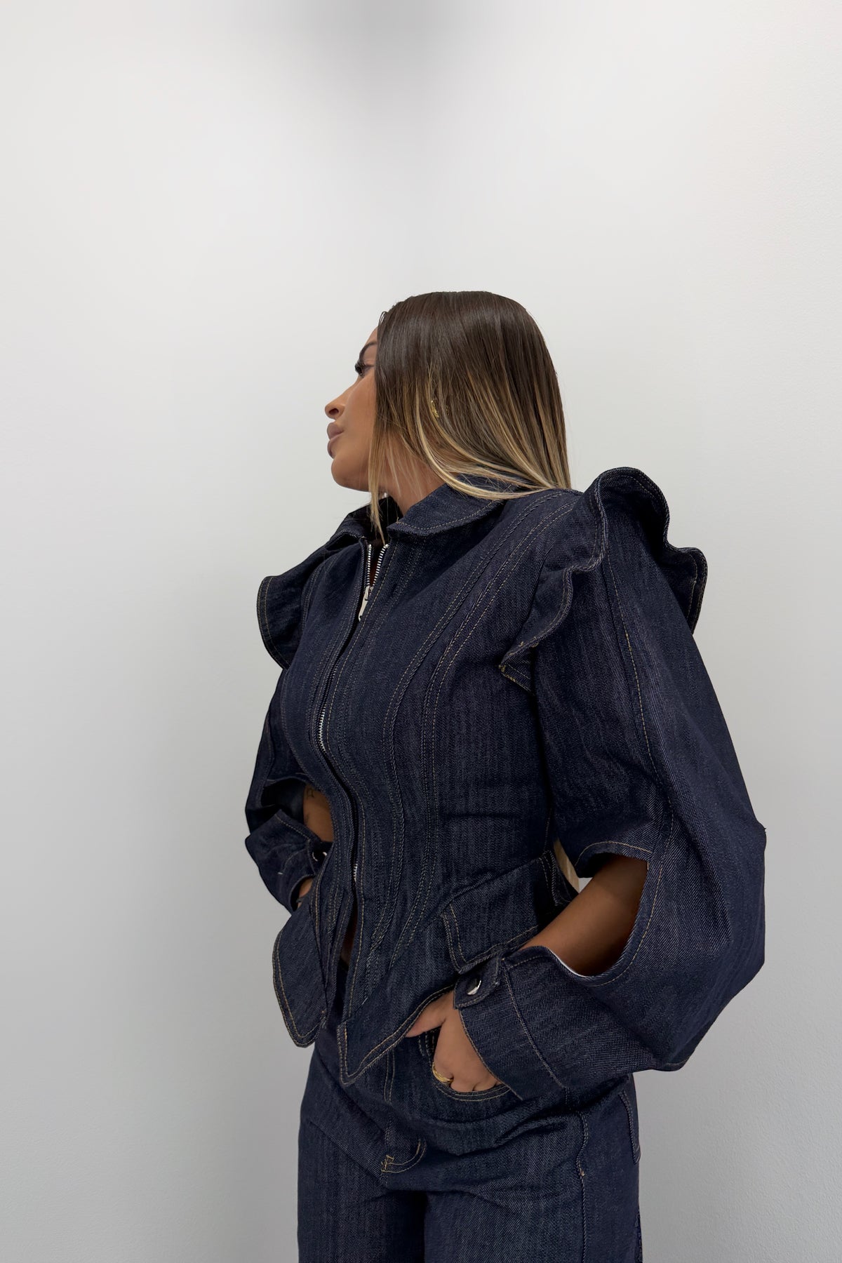 CHAQUETA DENIM VOLANT