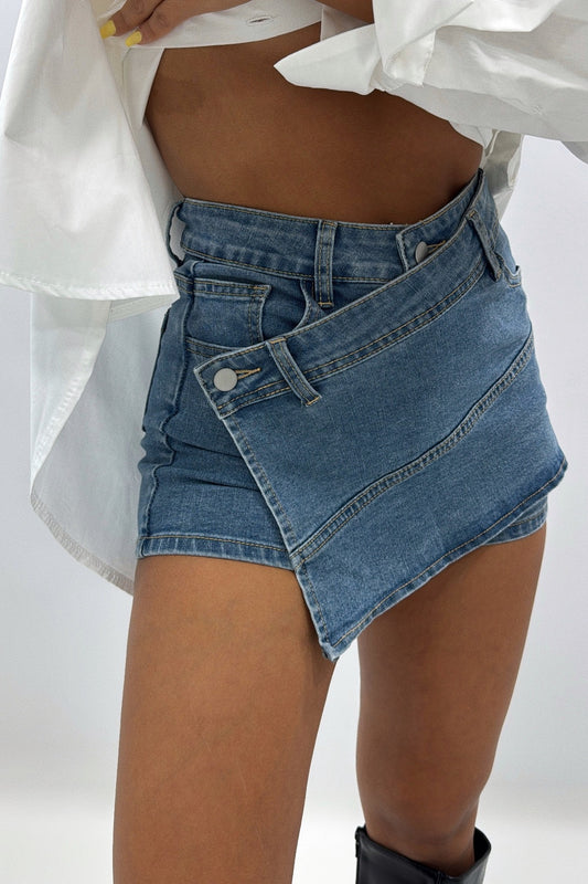 FALDA PANTALÓN DENIM ASIMETRÍCO