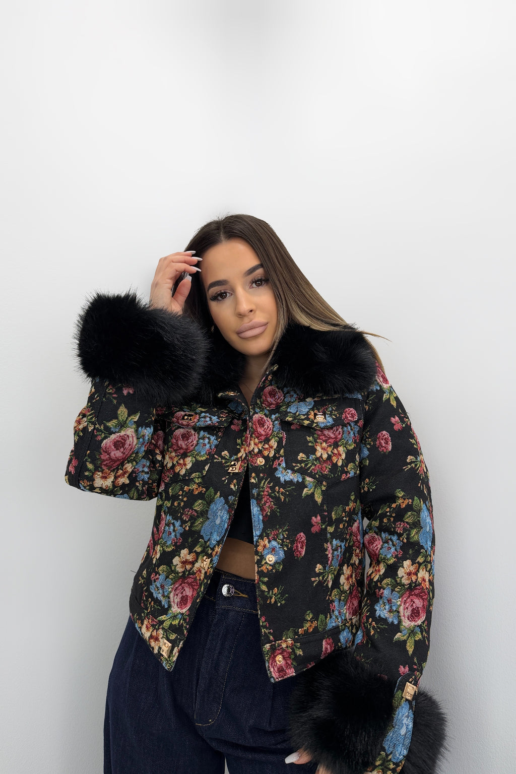 CHAQUETA ESTAMPAD CON PELO