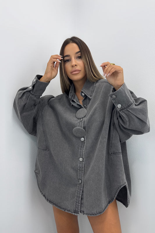 CAMISA DENIM BOTÓN MAXI