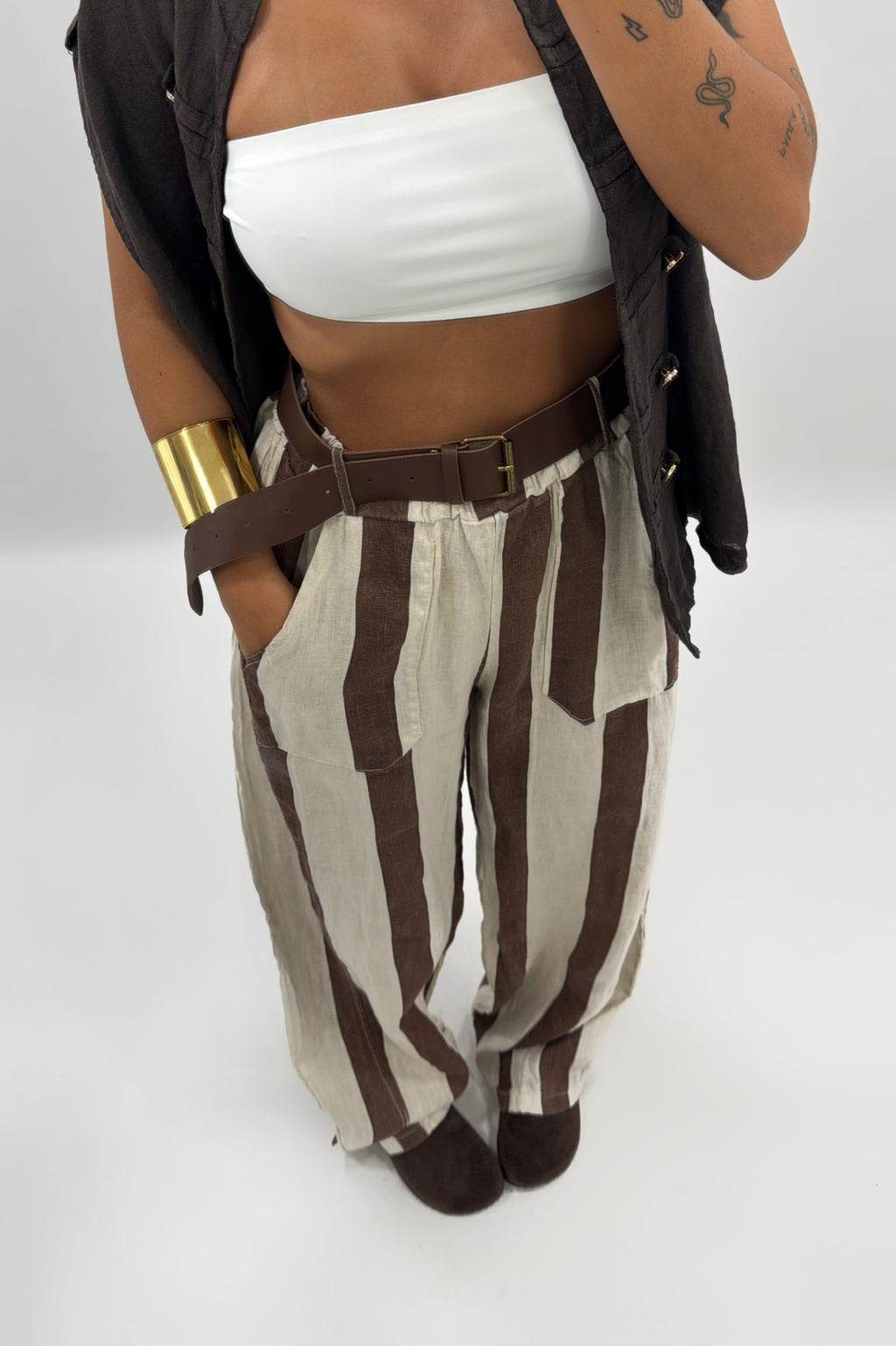 PANTALÓN LINO CON CINTURÓN
