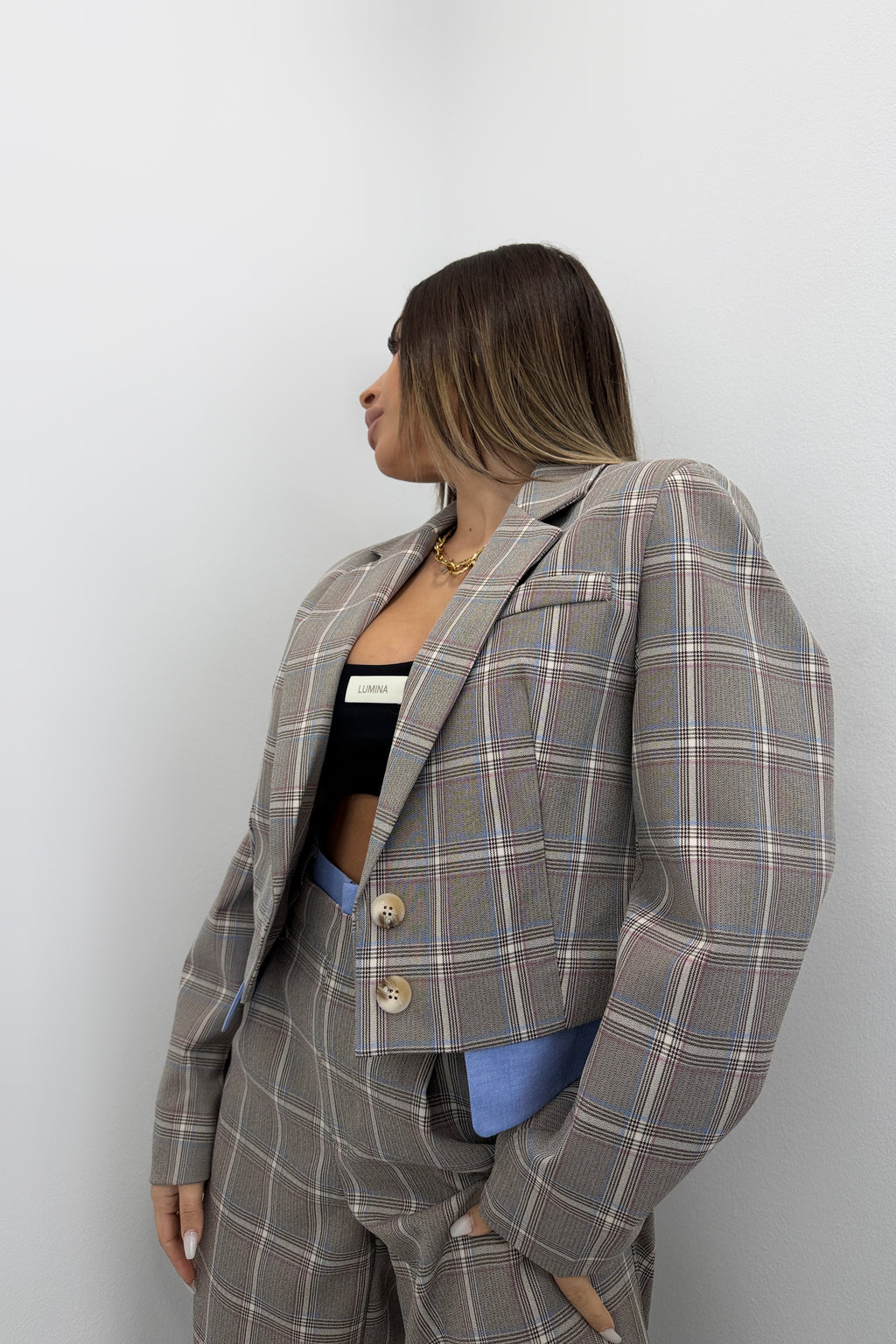 BLAZER CUADROS LUMINA