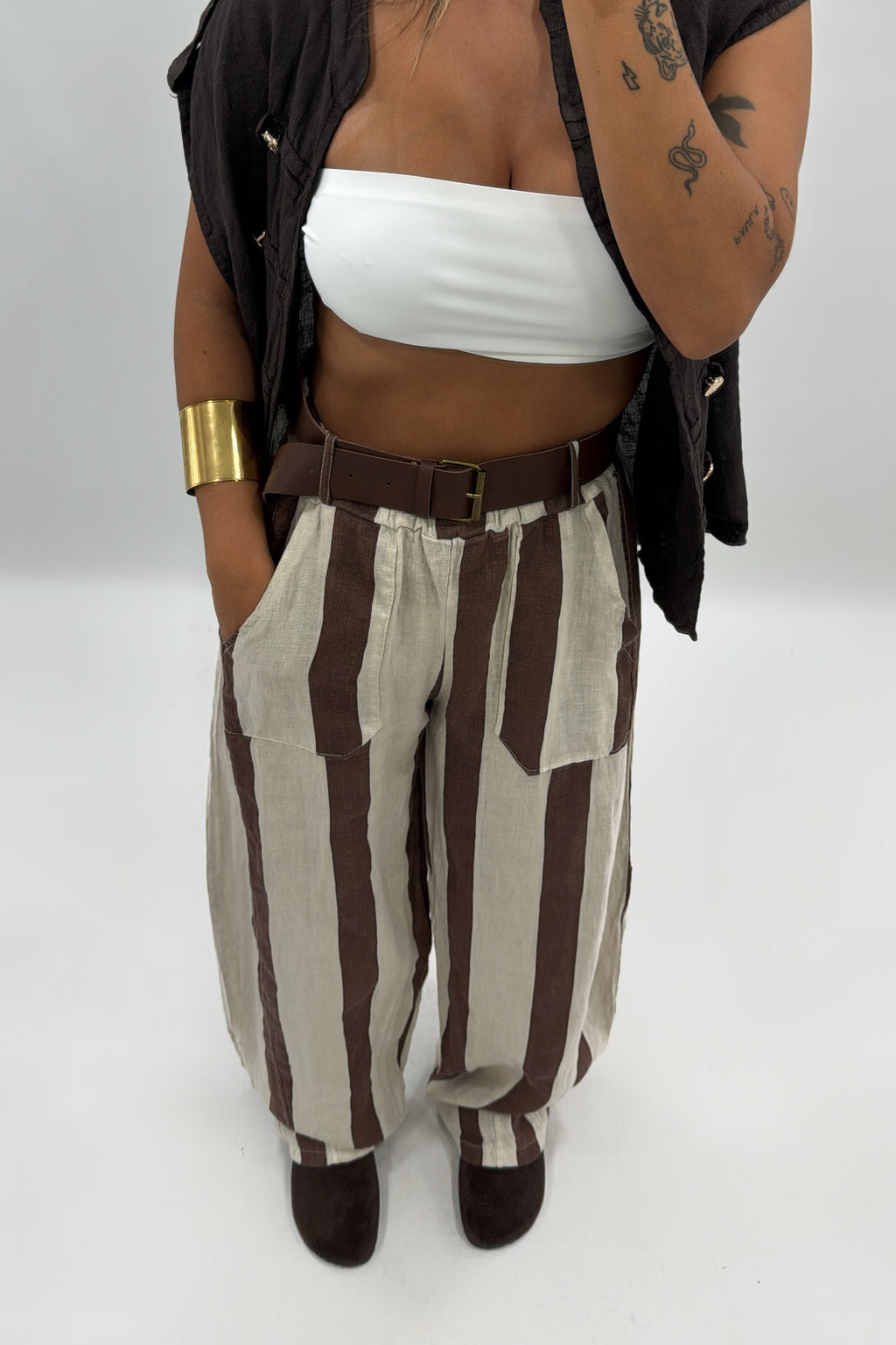 PANTALÓN LINO CON CINTURÓN