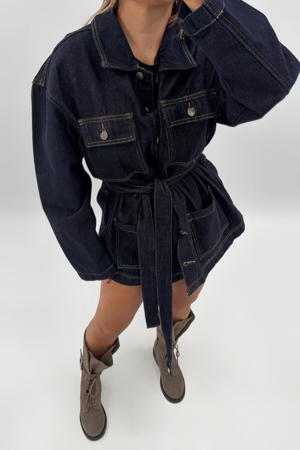 CHAQUETA CINTURÓN DENIM OSC
