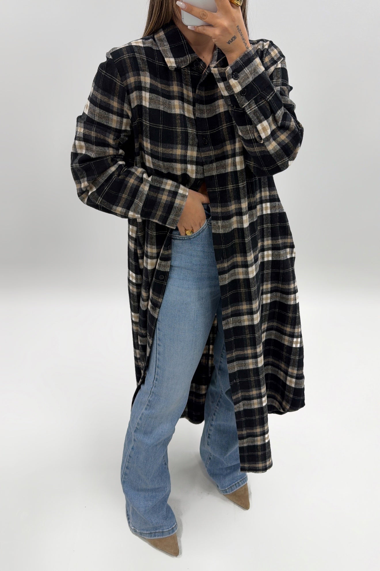 CAMISA VESTIDO LARG CUADROS PREVENTA